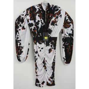 New‎ Marco Bologna Women's IT Sz 40 Cow Print Jersey Drape Dolman Mini Dress